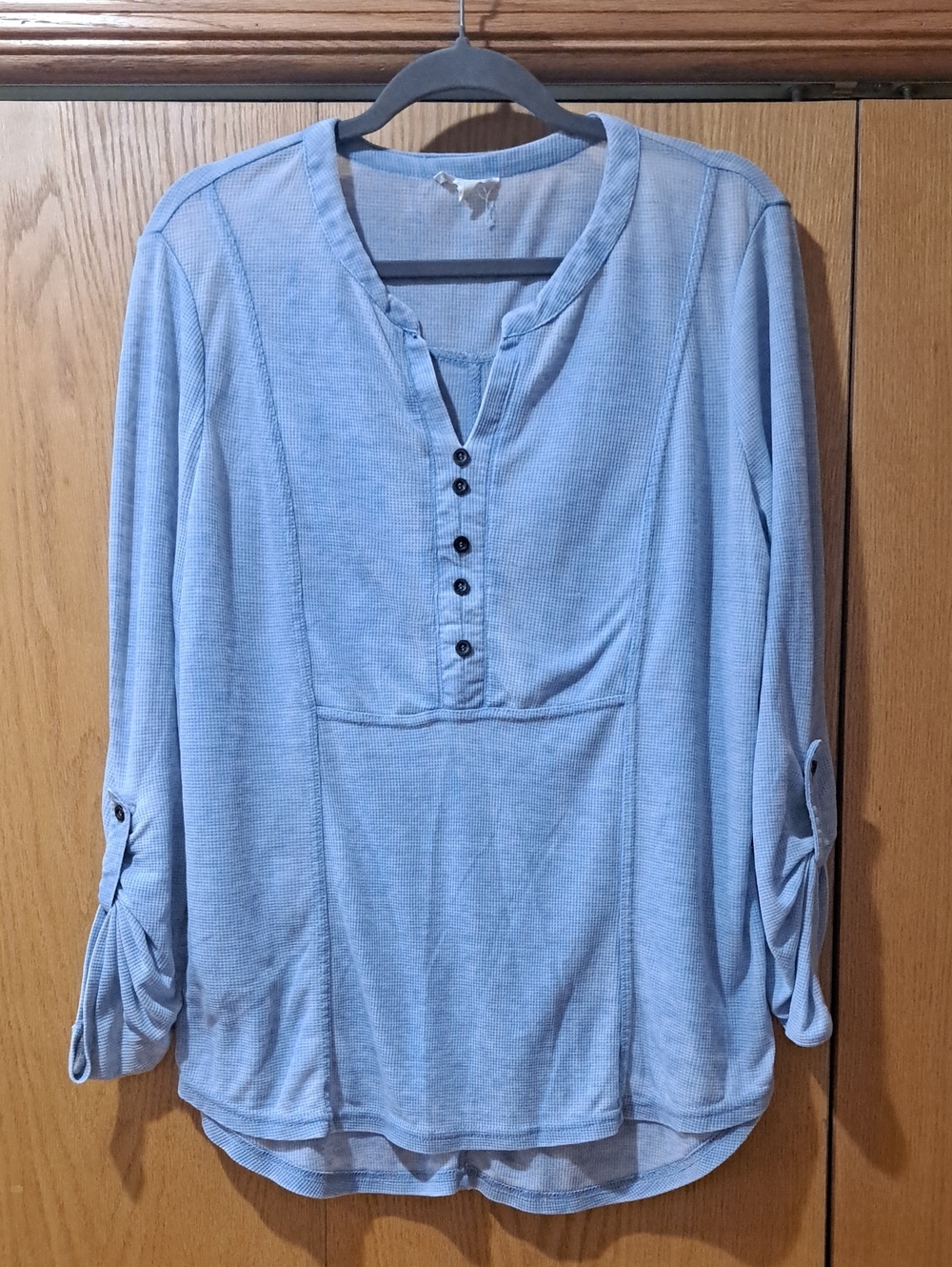 Jane and Delancey Light Blue Long-Sleeve Henley Top
